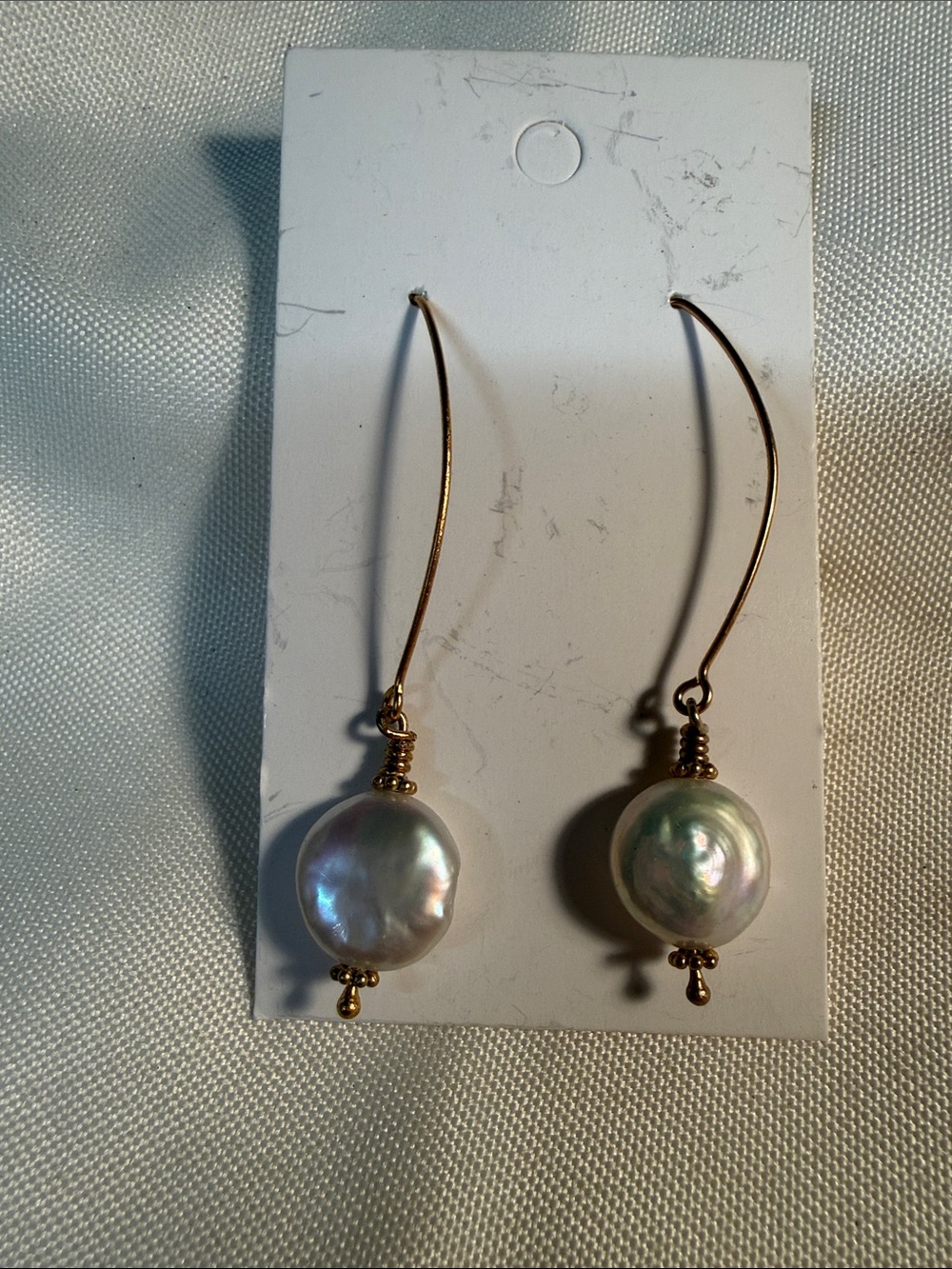 Gogo Ferguson Baroque coin Pearl Drop Earrings - White Pearl